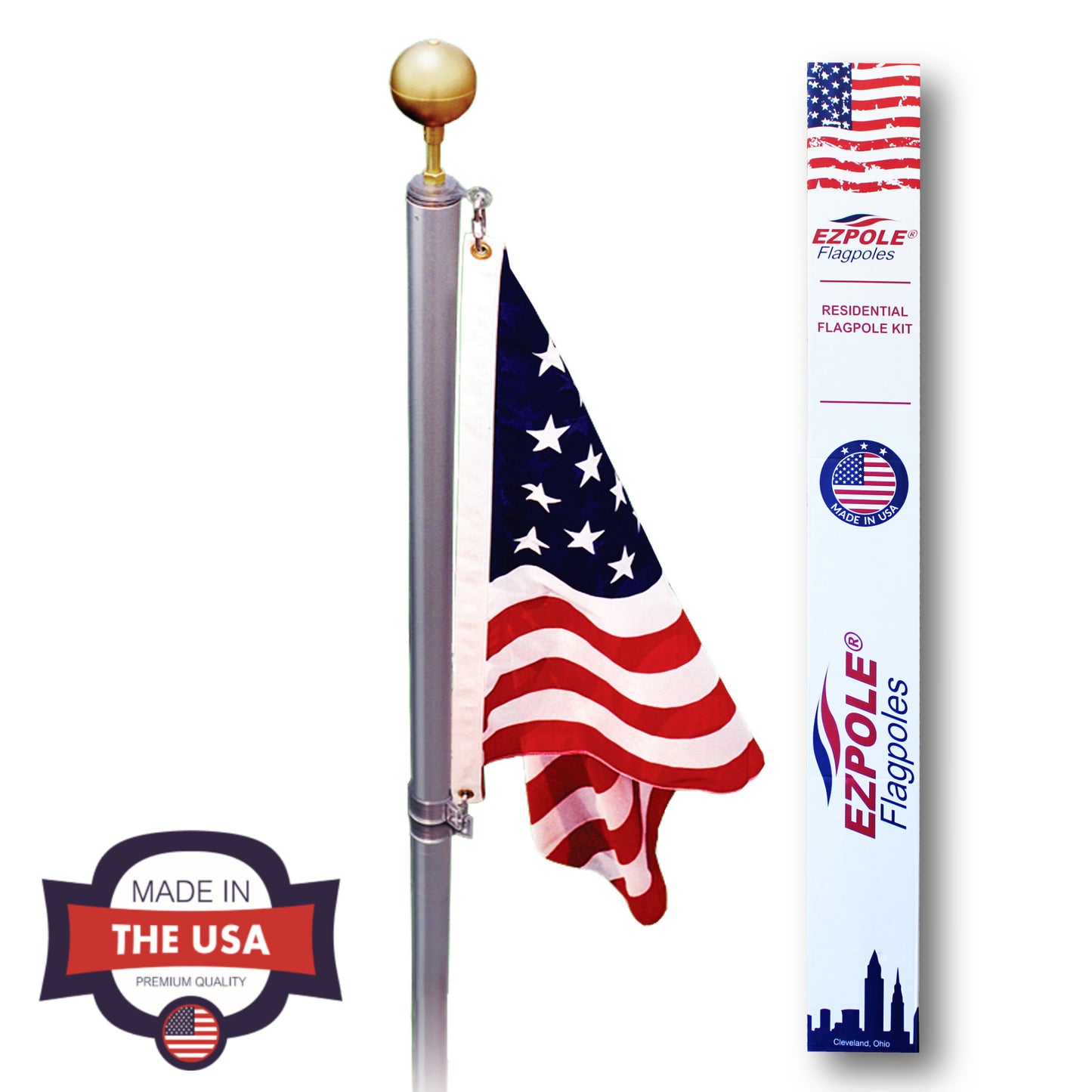 Trump 2024 Flag with Ezpole 17 Foot Defender Inground Flag Pole Kit-Special! Offer 100% Made in USA