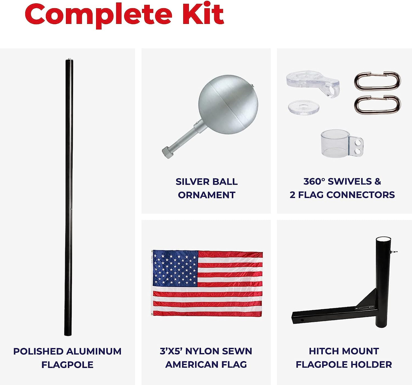 EZPOLE Heavy Duty Hitch Mount Flagpole Kit