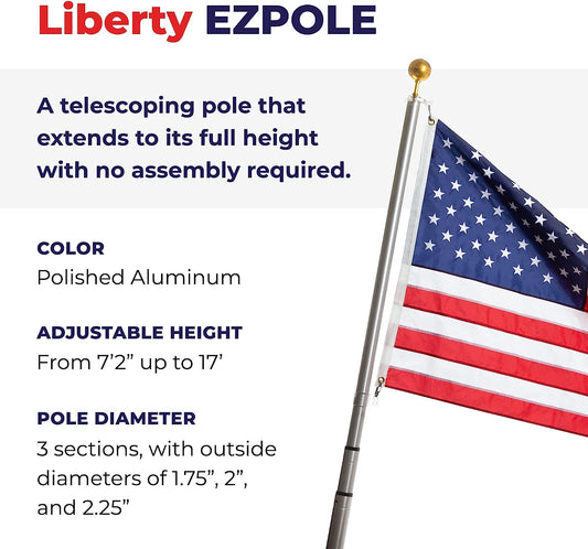Ezpole 17 Foot Liberty Telescoping Inground Flag Pole Kit