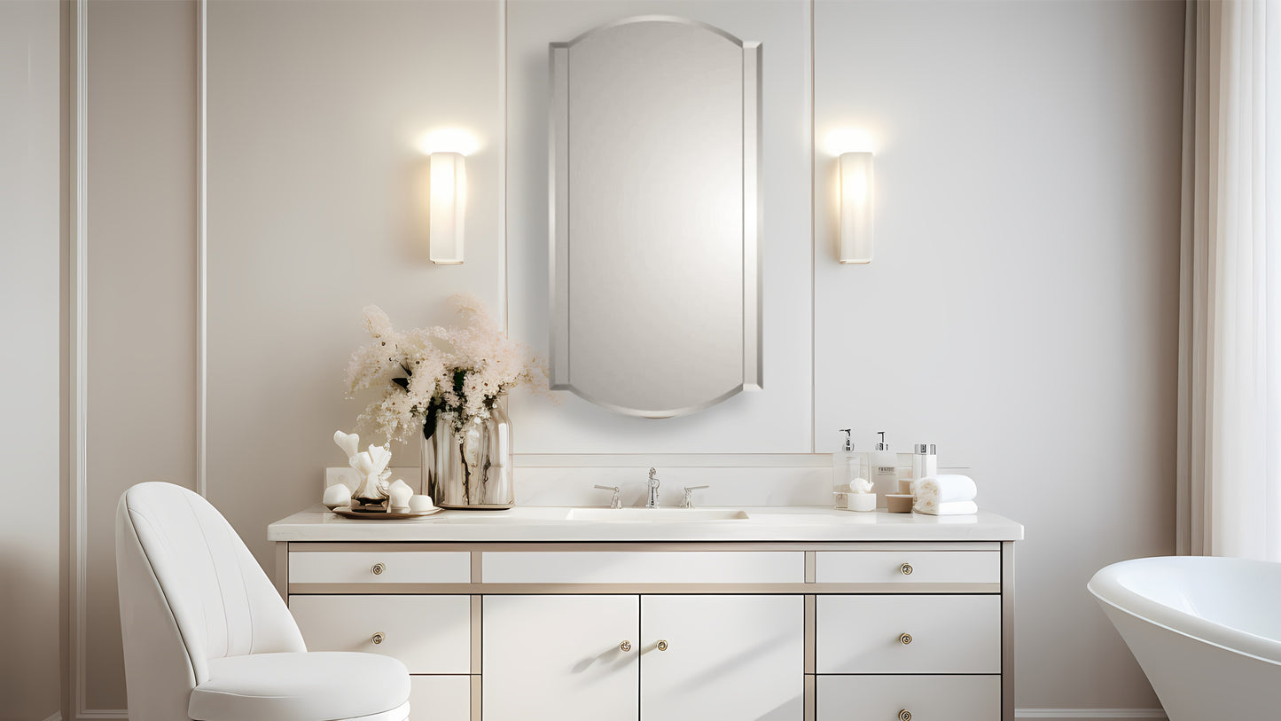 Rococco 30" Beveled Twin Arch Double Mirror Medicine Cabinet