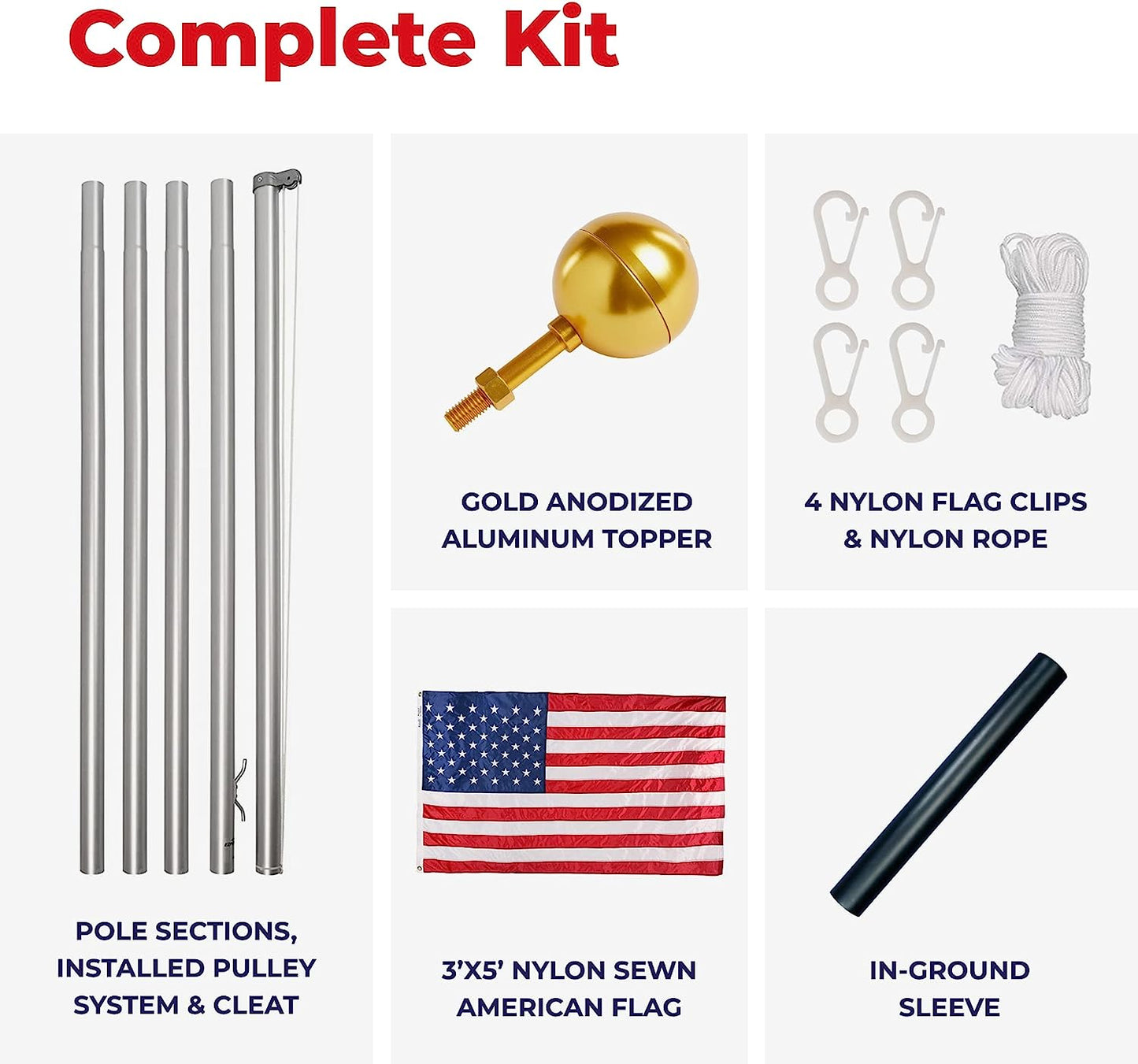 EZPOLE CLASSIC Inground Flag Pole Kit 100% Made in the USA