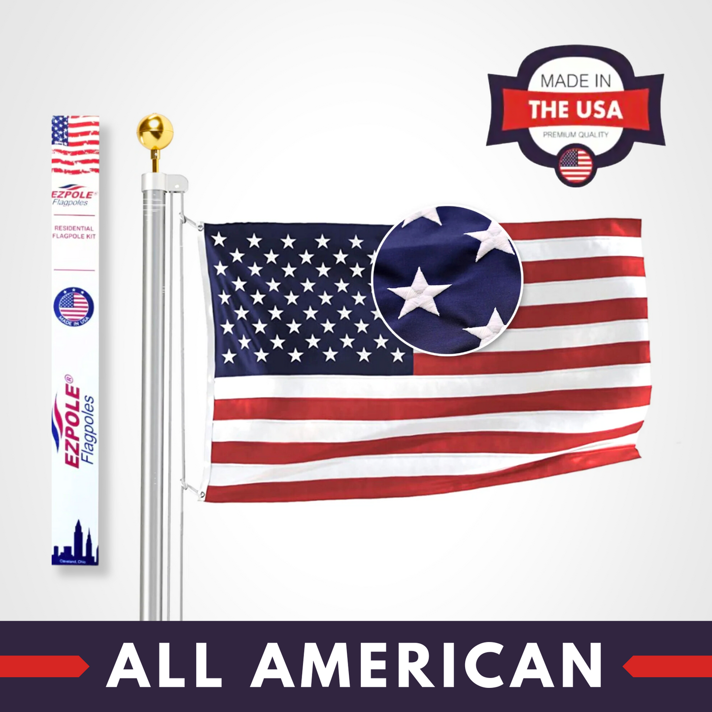 EZPOLE ALL AMERICAN Heavy Duty Inground Flag Pole Kit