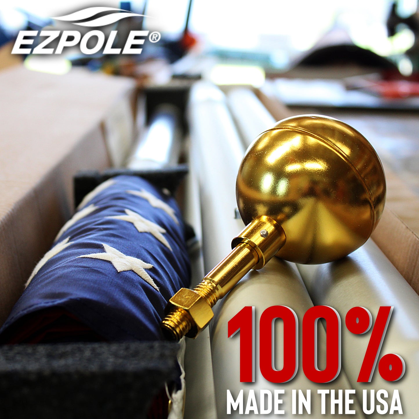 Ezpole 25 foot 2-1/2” Diameter Heavy Duty All American Inground Flag Pole Kit