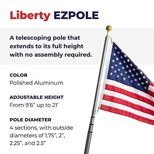 Ezpole 21 Foot Liberty Telescoping Inground Flag Pole Kit